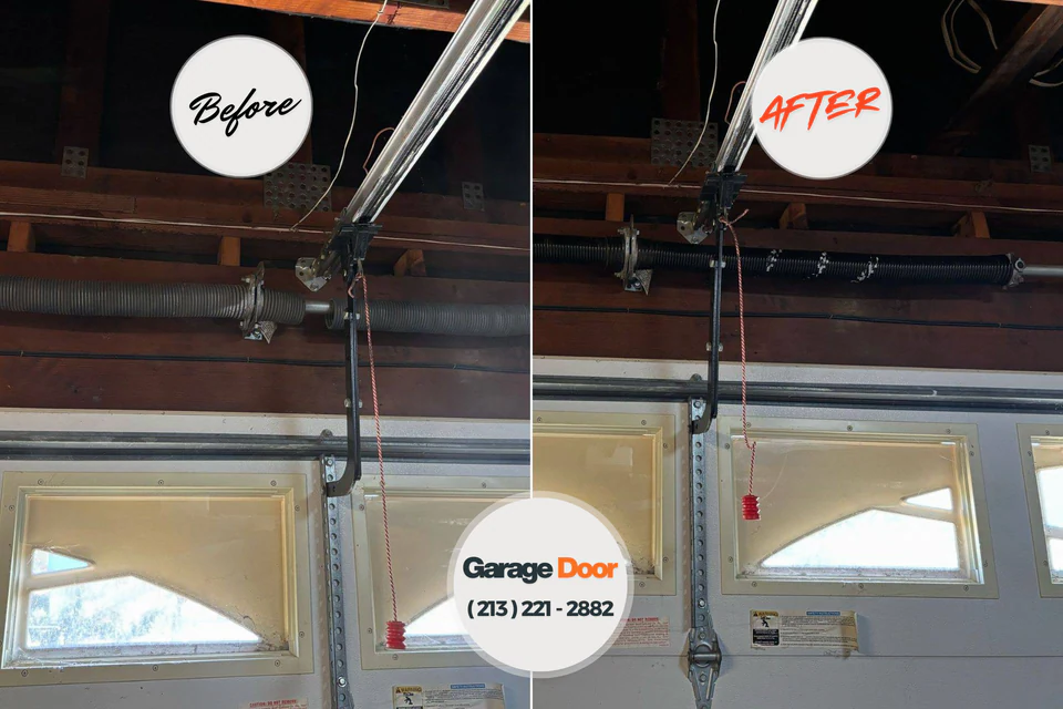 Before and after: garage door repair Northville, NY